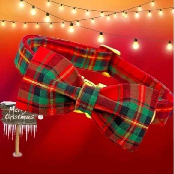 Lionheart glory Christmas Plaid Dog Collar, Dog Bow Collar Adjustable Small - Picture 4 of 10